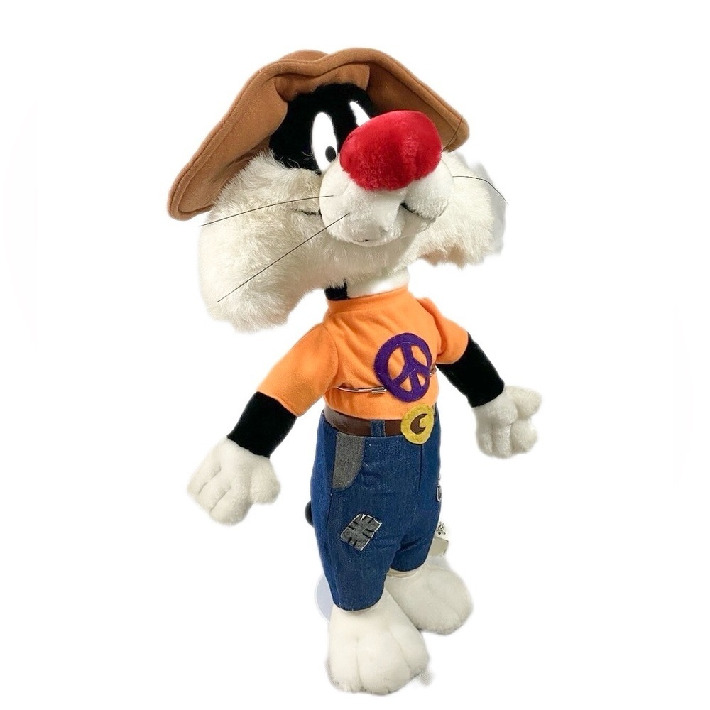 Looney Tunes Vintage 1998 Peace Hippie Sylvester Plush Stuffed Toy 12" Plush Toy - Picture 4 of 8